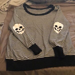 Torrid striped long sleeve with skulls on elbows